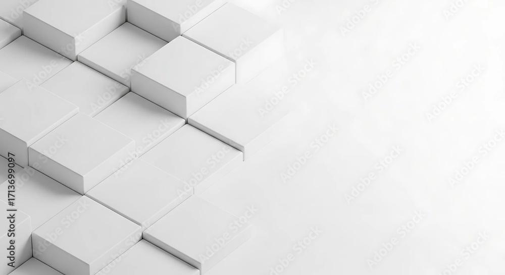 Poster abstract white cubes creating a geometric background