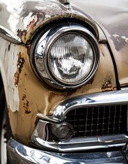 Close-up of a rusty vintage car