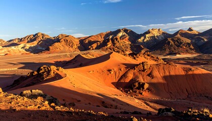 Fototapeta premium Colorful mountain range at sunrise (1)