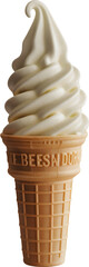 Delicious soft serve ice cream cone isolated on transparent background in studio