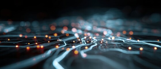 Abstract Network Flow of Light Trails in Dark Space.