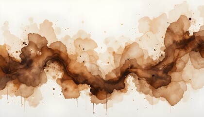 Elegant Abstract Brown Watercolor Texture on Clean White Background for Artistic Designs