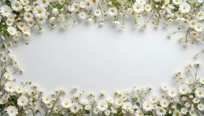Elegant White Small Flowers Panoramic Border Banner for Wedding Invitations and Romantic Background Designs