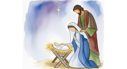 Nativity scene isolated on white background