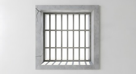 Fototapeta premium Window with Bars on a White Wall.