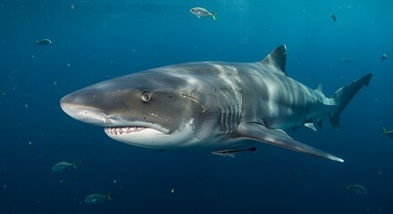 Fototapeta premium Close-Up of a Greenland Shark in the Deep Ocean 