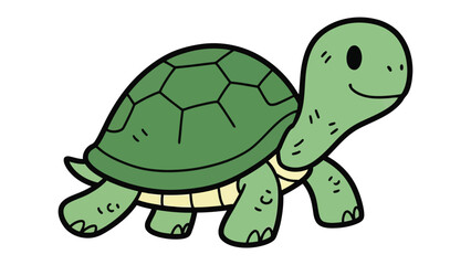 Cheerful Turtle: A vibrant and cartoonish depiction of a smiling turtle, designed with a clean and attractive look, ideal for illustrating themes of nature and wildlife.