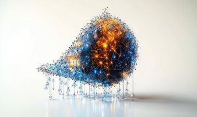 Abstract representation of a globe dripping with liquid, possibly water or energy