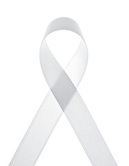White ribbon symbol isolated on white background