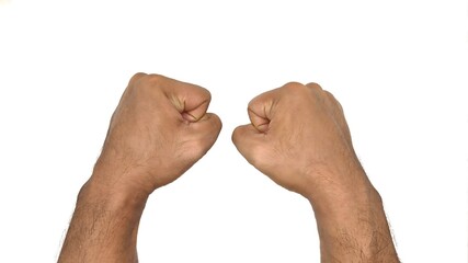 Fist isolated on white background as a symbol of willpower, resistance and aggression