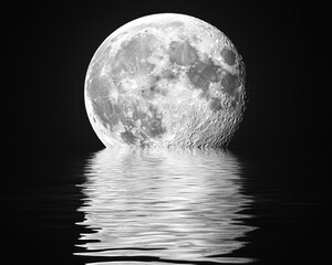 Full moon reflected in water at night