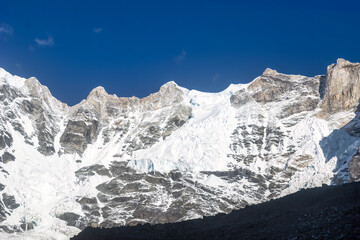 Landscape snow mountain peaks.