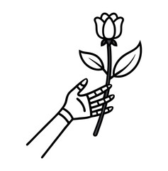 Hand holding a beautiful green plant in a glass vase, a symbol of spring and love