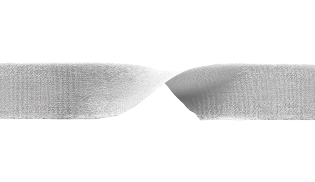 Light gray ribbon, subtly textured,  twists in a symmetrical S-shape