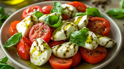 Caprese Salad: Fresh Mozzarella, Tomatoes, and Basil