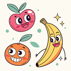 Cute Fruit Mascot Set