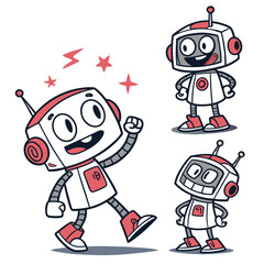 Fototapeta premium Cute Robot Mascot Set 1