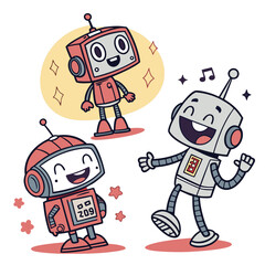 Cute Robot Mascot Set