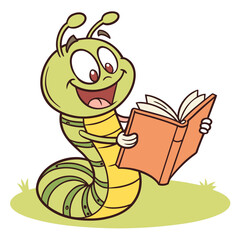 Playful Bookworm Mascot Character