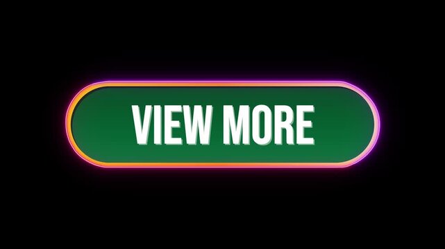 View More, Button Click Animation with Computer Mouse Cursor and Luxury Neon Glow Colorful Border on Black Background	