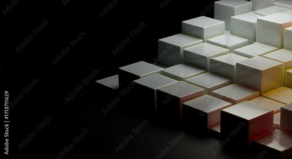 Poster abstract arrangement of cubes with gradient lighting effect
