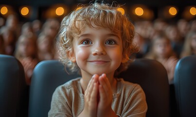 A child in a theatre, captivated by the performance