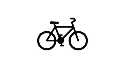 Simple black and white illustration of a classic bicycle with rounded tires