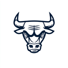 Bold bull head logo with strong features and powerful expression illustration isolated on white background