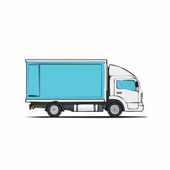 Delivery truck transports goods on a white seamless backdrop, showcasing its clean lines and efficient design for logistics and transportation.