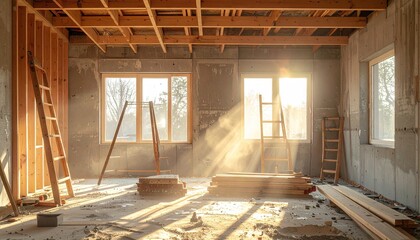 Fototapeta premium Interior House Construction Site Under Renovation.