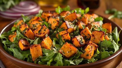 Roasted Sweet Potato and Arugula Salad