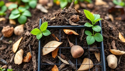 Composting Recycling organic waste into nutrient rich compost