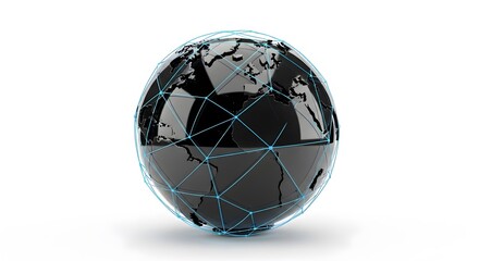 Global Network Connections on a Dark Earth Globe.