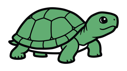 Cartoon Turtle: A delightful illustration of a friendly cartoon turtle, rendered in vivid, solid colors, creating a cheerful and playful aesthetic. 