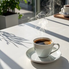 cup of coffee on a table