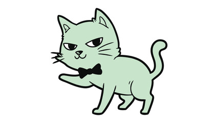 A Charming Cartoon Cat: A stylish cartoon cat with a playful bow tie and an adorable smirk strikes a pose, full of character and charm.