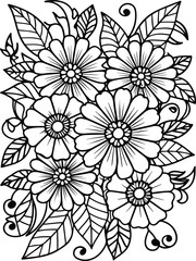 Flowers coloring pages for adults and kids 