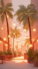 Fototapeta premium Evening Glow in a Tropical Paradise