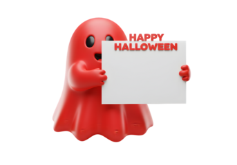 Red Ghost Halloween 3D Render: Spooky Season Greetings