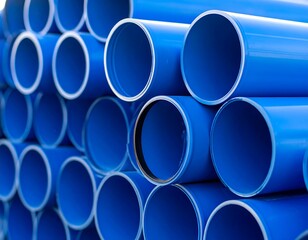 Stacked blue plastic pipes (1)