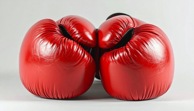 primer plano de unos guantes de boxeo sobre fondo neutro