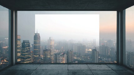 Fototapeta premium Cityscape view from an empty room