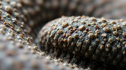 An ultra-realistic macro shot of an inanimate object, emphasizing texture and form with extreme precision and no people