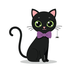 Cute Black Cat with Bowtie.
