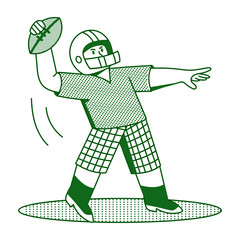 Sketchy style illustration showing gridiron player holding rugby ball
