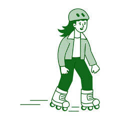 A doodle style illustration showing a hockey player hitting puck
