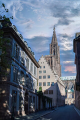Strasbourg in France, the Notre-Dame cathedral in the old city center

