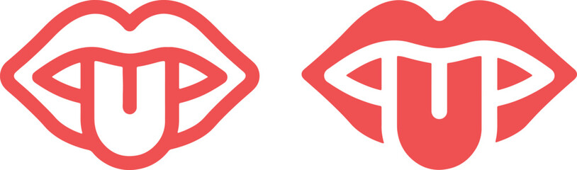 tongue, icons, vector, design, illustration, lips