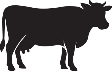 PrintBlack silhouette of a standing dairy cow with udder