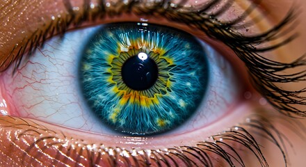 The beautiful, intricate patterns of a human eye with a vibrant blue iris and a golden central ring